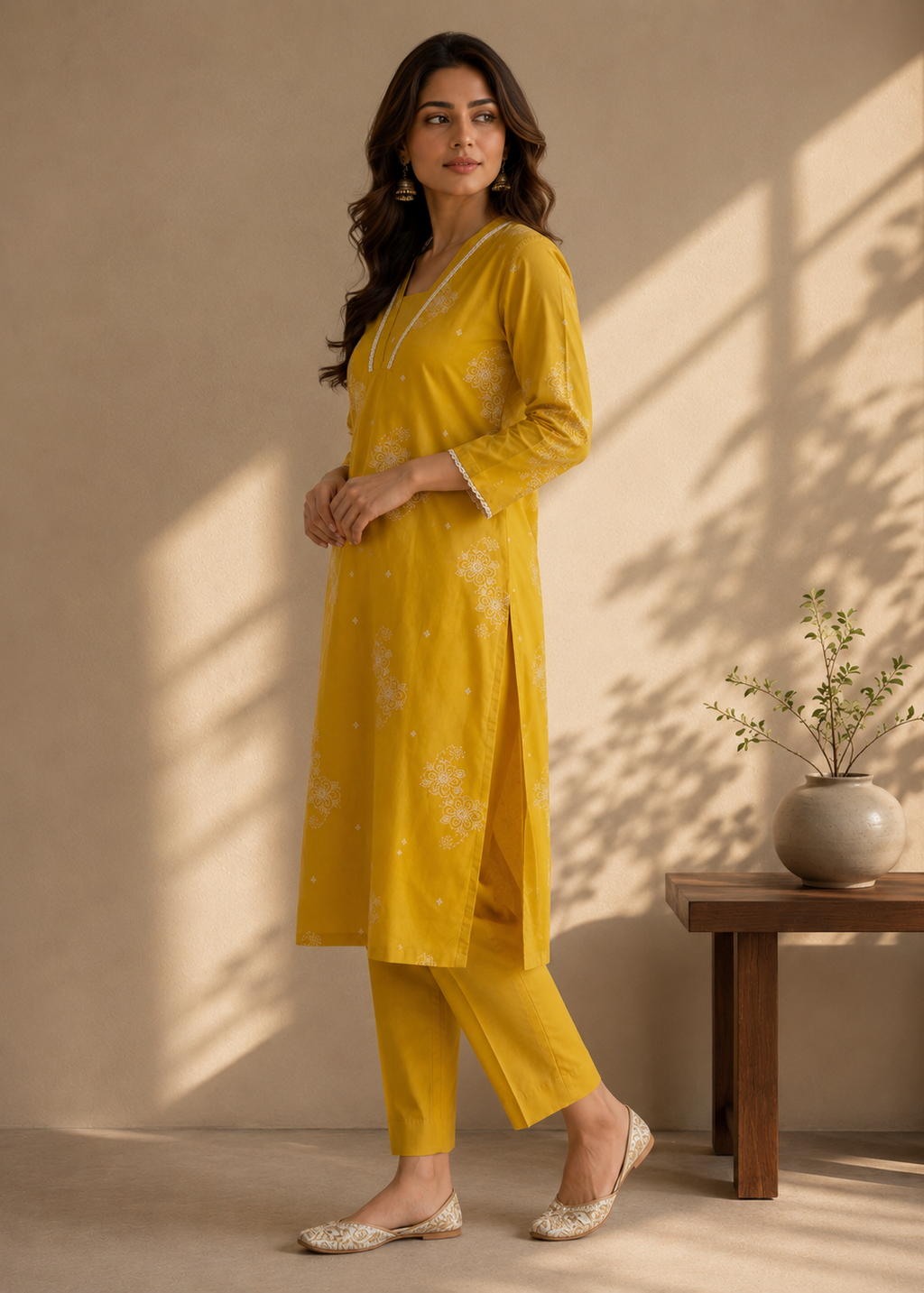 Everyday Ethnic Mustard Coord Set