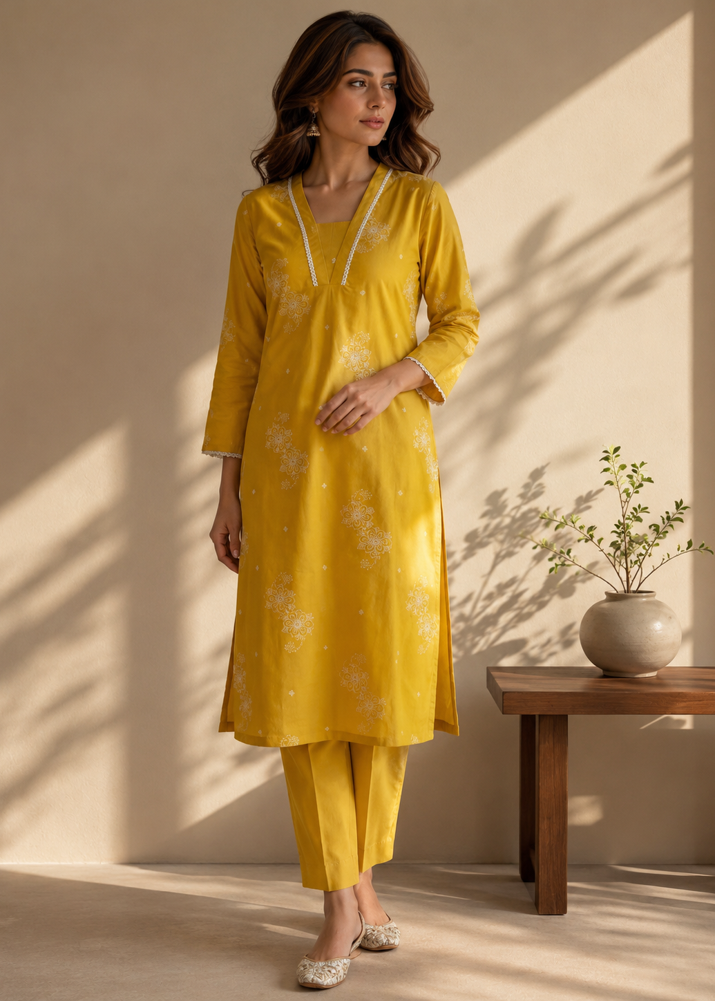 Everyday Ethnic Mustard Coord Set