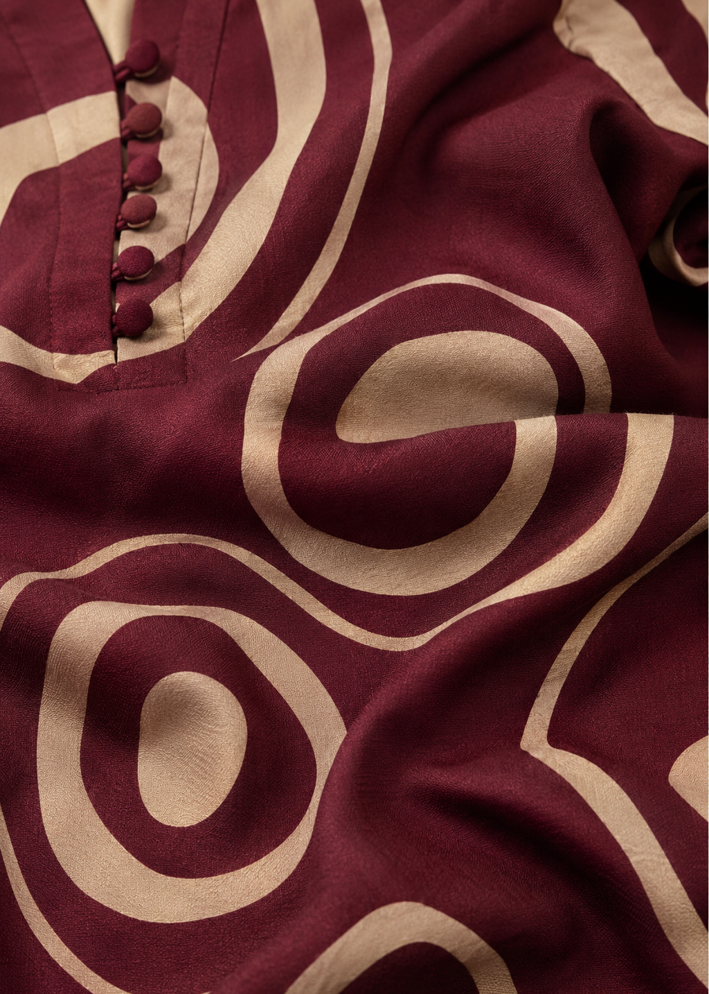 Maroon Abstract Printed Rayon Co-ord Set