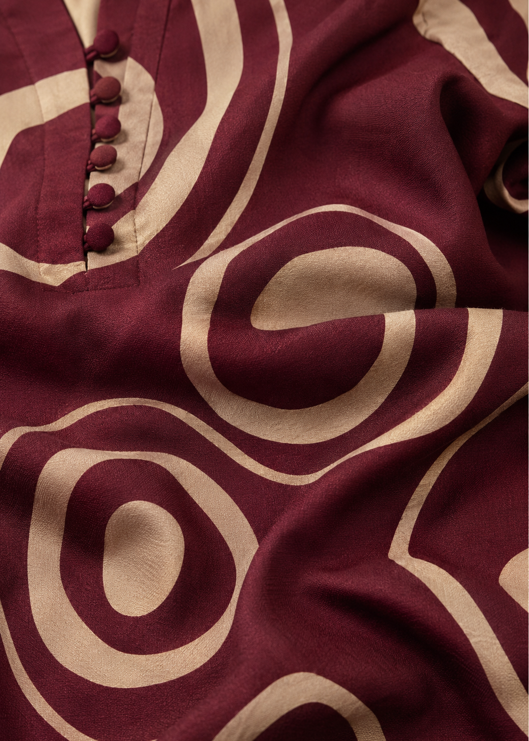 Maroon Abstract Printed Rayon Co-ord Set