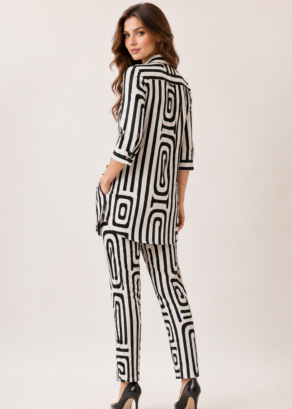 Black & White Geometric Printed Co-Ord Set