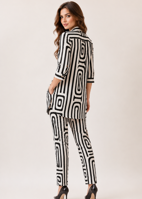 Black & White Geometric Printed Co-Ord Set