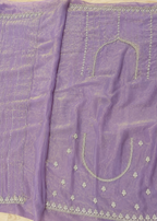 Lavender Sequins Embroidered Organza Saree with Scalloped Border & Designer Blouse