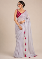 Tissue Silk Saree with Gold Zari Red Embroidered Blouse