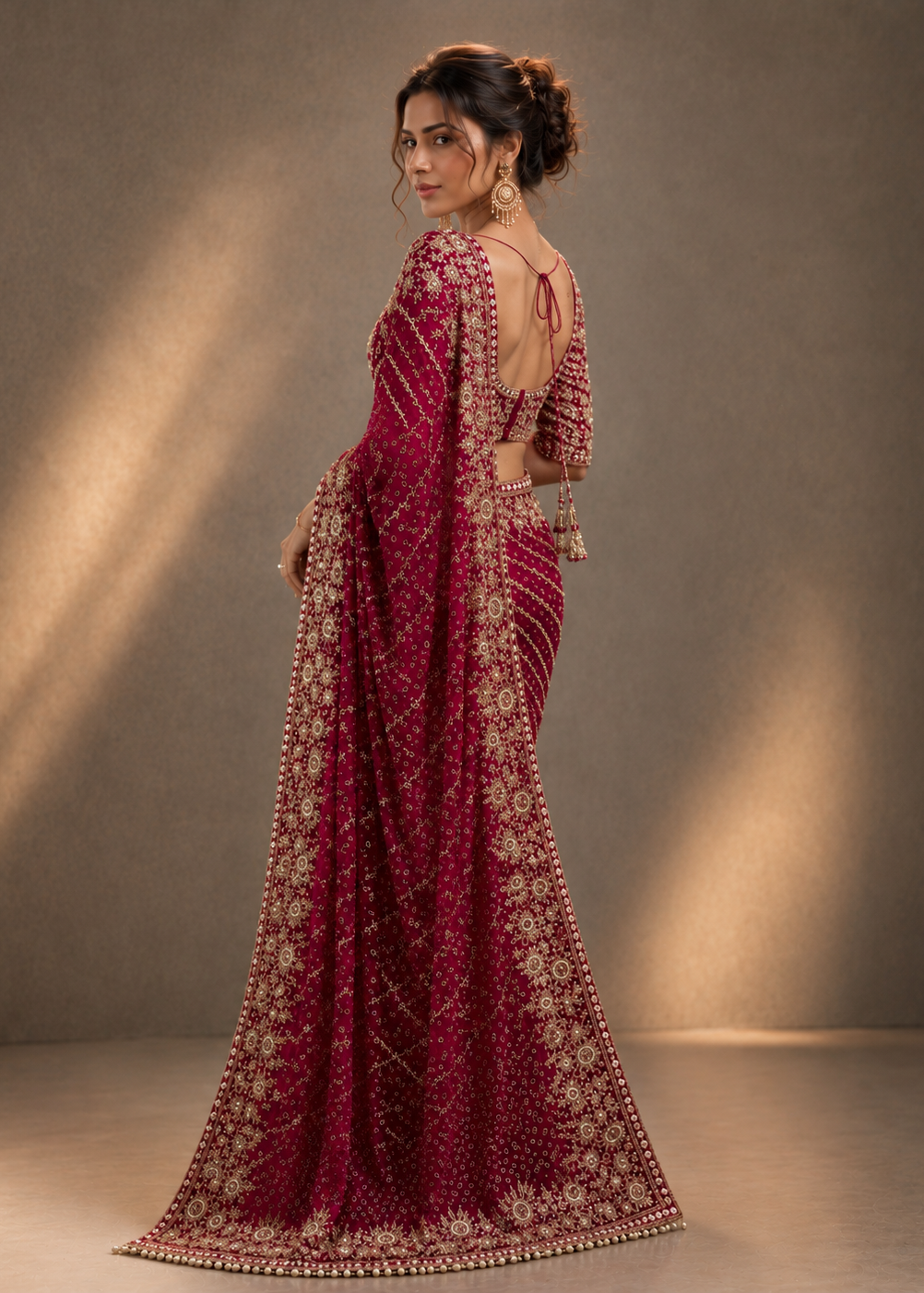 Royal Rani Pink Bridal Saree with Heavy Zari, Sequins & Stone Embroidery