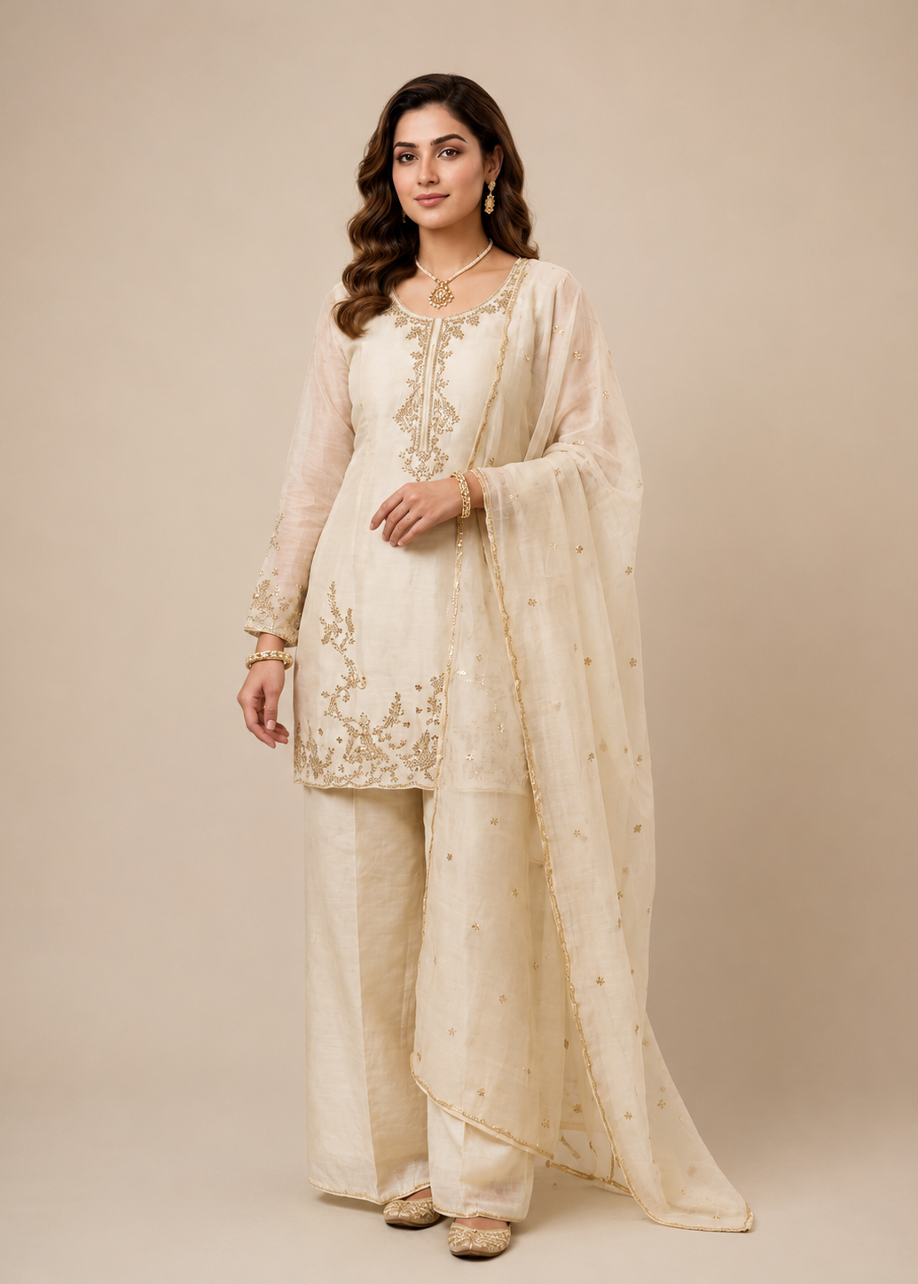 Elysian Ivory Embroidered Kurta Set