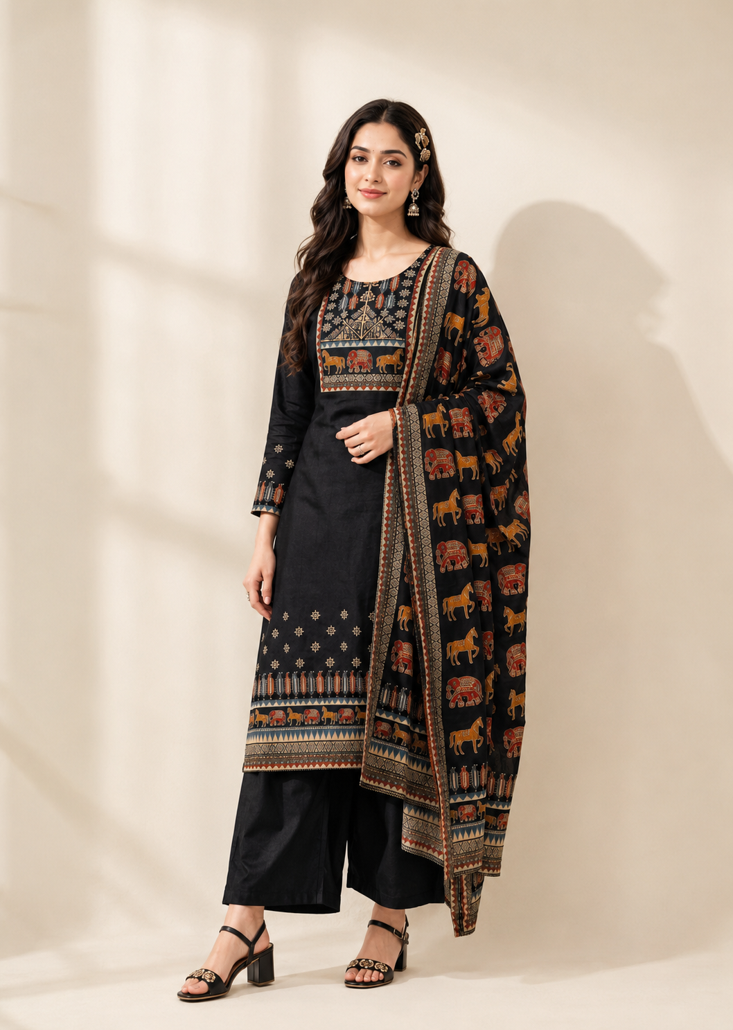 Rajwada Noir Printed Kurta Set