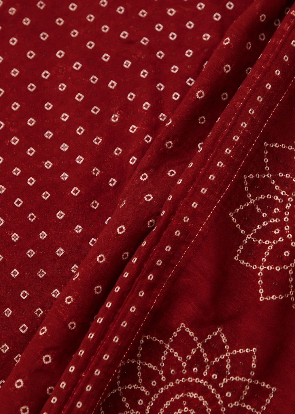 Maroon Bandhej Print Anarkali Suit Set With Dupatta