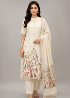 Peacock Bloom Jamdani Cotton Kurta Set