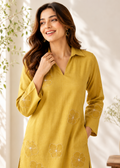 Vetican Mustard Embroidered Co-Ord Set