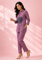 Lavender Floral Vetican Tunic Pant Set