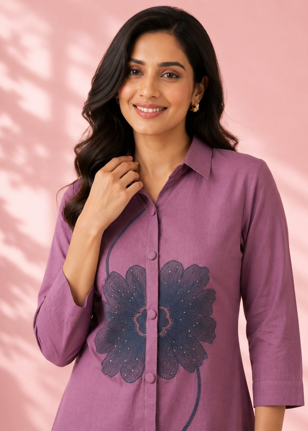 Lavender Floral Vetican Tunic Pant Set