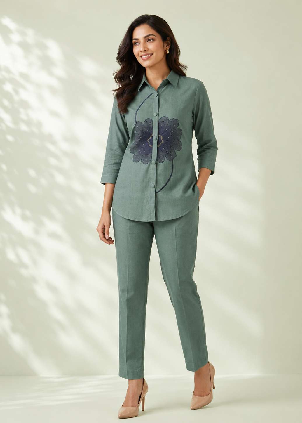 Sage Petal Vetican Tunic Pant Set