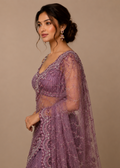 Lavender Luster Tone-on-Tone Sequins Handworked Soft Net Saree