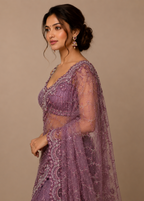 Lavender Luster Tone-on-Tone Sequins Handworked Soft Net Saree