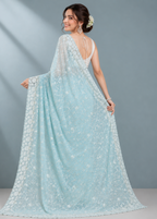 Azure Bloom Chikankari Embroidered Georgette Saree