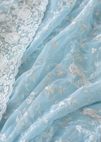 Azure Bloom Chikankari Embroidered Georgette Saree