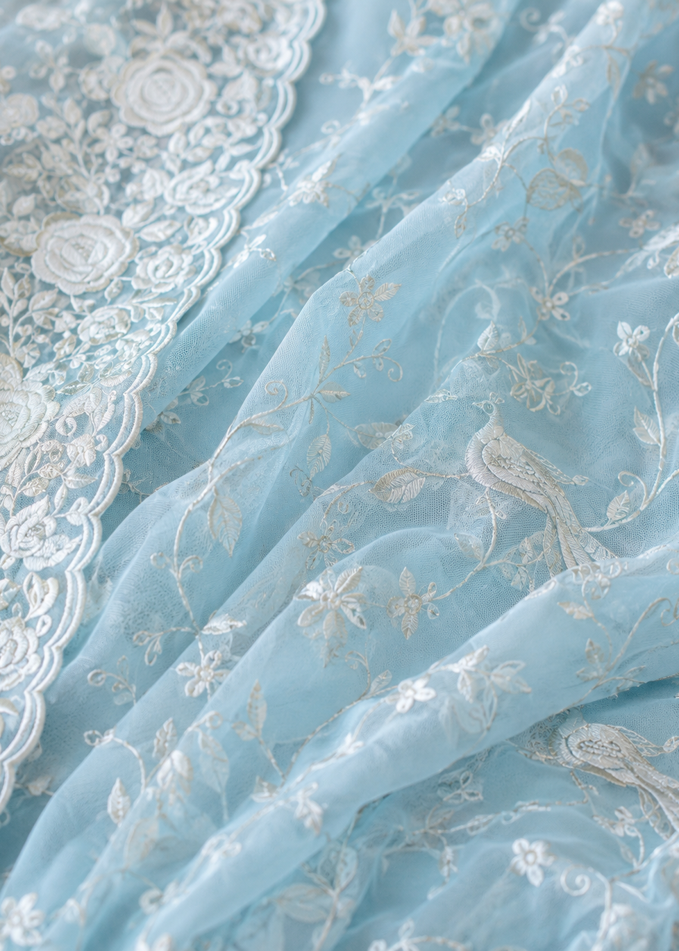 Azure Bloom Chikankari Embroidered Georgette Saree
