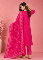 Rani Pink Bandhani Printed Kurta Pant Set with Dupatta