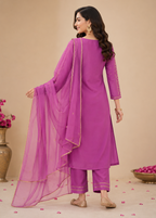 Gulbahaar Embroidered Kurta Pant Set with Organza Dupatta