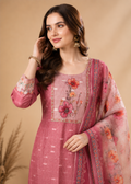 Gulrose Blush Floral Printed Kurta Pant Set with Dupatta