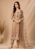Sandstone Bloom Floral Printed Natural Crepe Kurta Pant Set with Dupatta