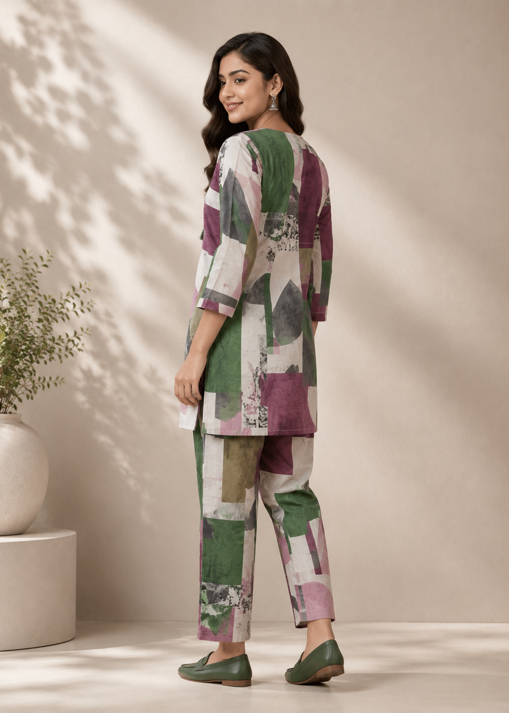 Abstract Print Contemporary Cotton Co-Ord Set