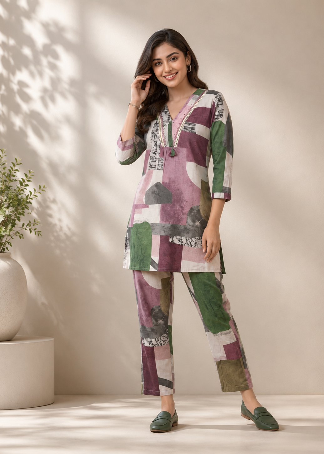 Abstract Print Contemporary Cotton Co-Ord Set