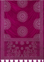 Royal Magenta Bandhani Inspired Satin Silk Saree with Tassel Pallu