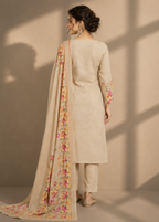 Ivory Bloom Floral Printed Cotton Kurta Set with Dupatta