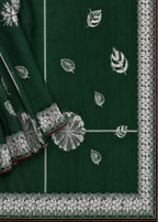 Emerald Bloom Green Silver Zari Embroidered Viscose Silk Saree