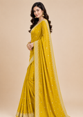 Sunlit Grace Yellow Silver Zari Buti Georgette Saree