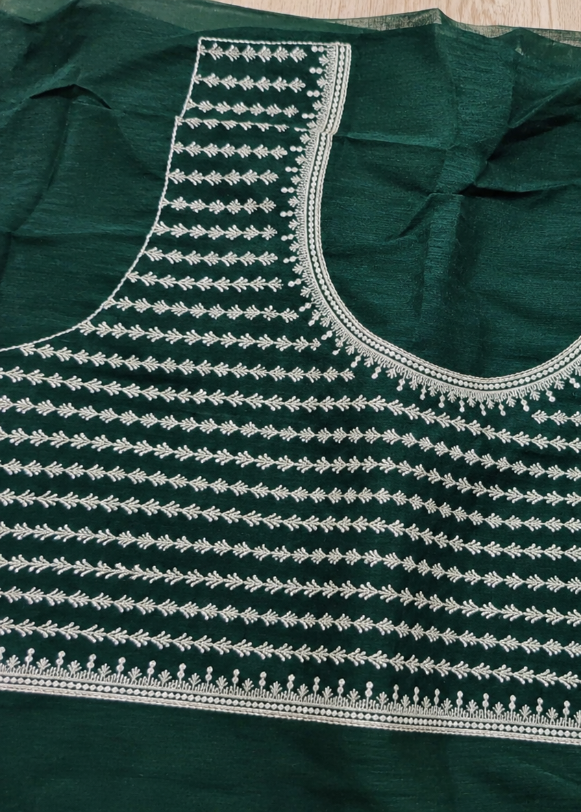 Emerald Grace Green Silver Zari Buti Georgette Saree