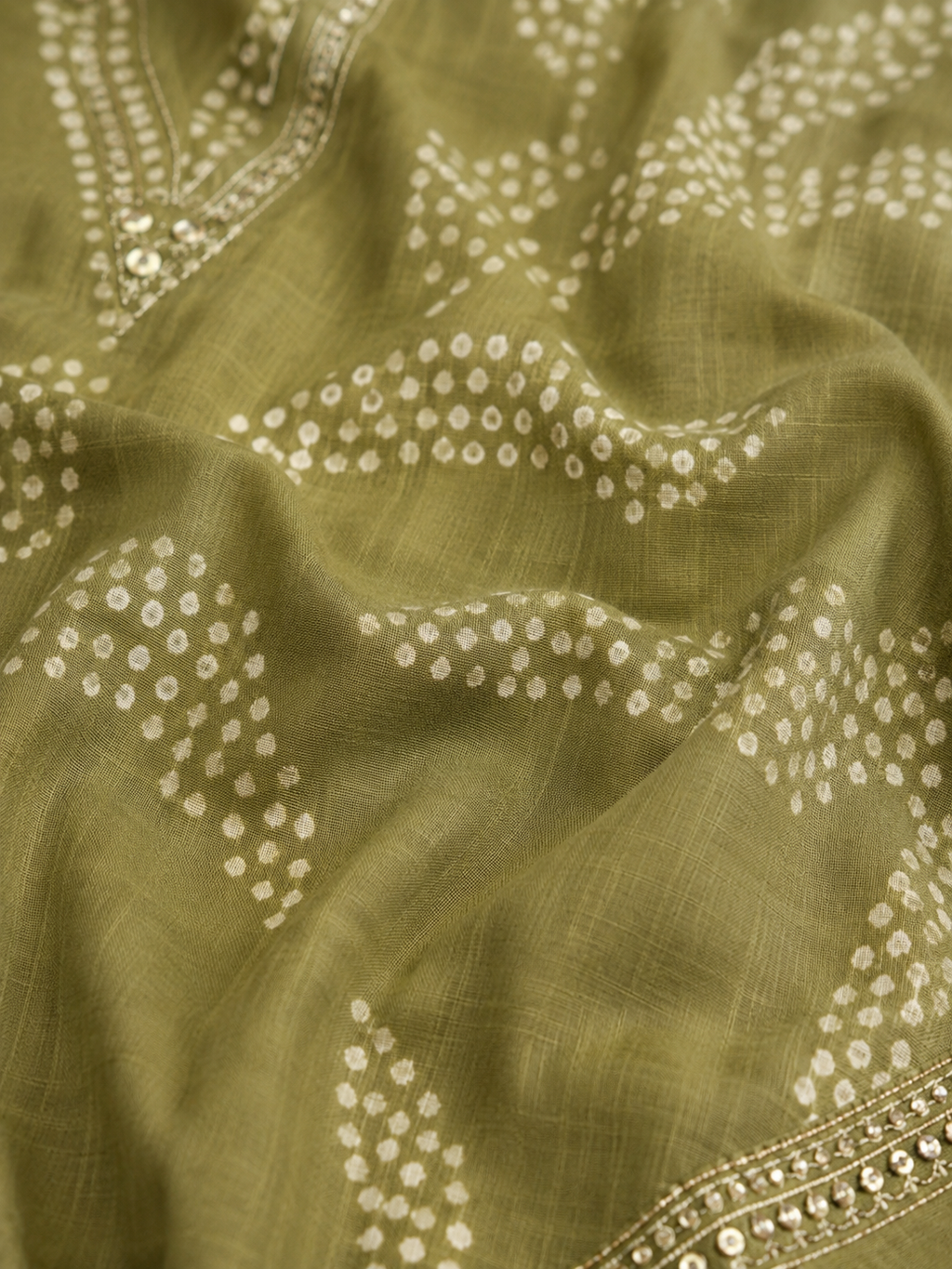 Olive Green Printed Kurta Palazzo Set for Women