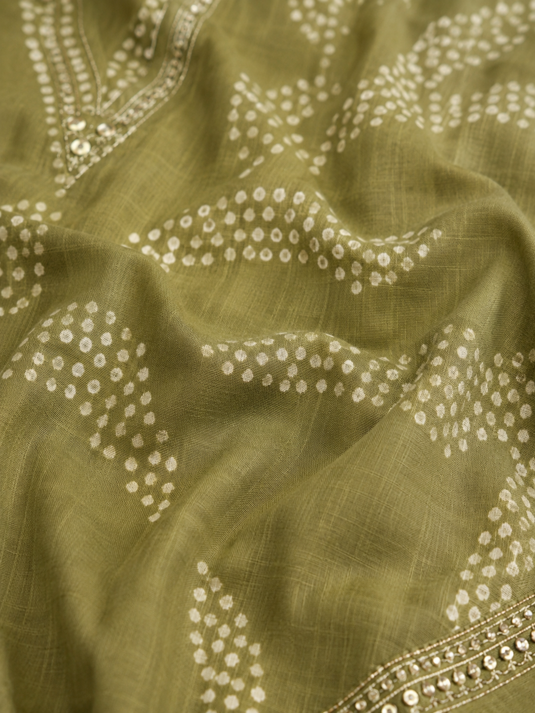 Olive Green Printed Kurta Palazzo Set for Women