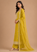 Sunshine Yellow Embroidered Kurta Set with Net Dupatta