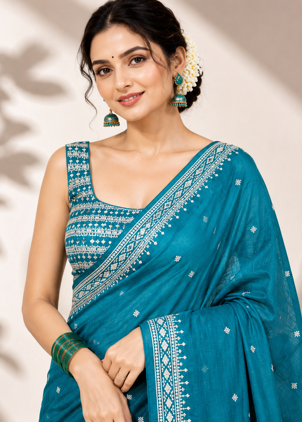 Azure Grace Blue Silver Zari Buti Georgette Saree