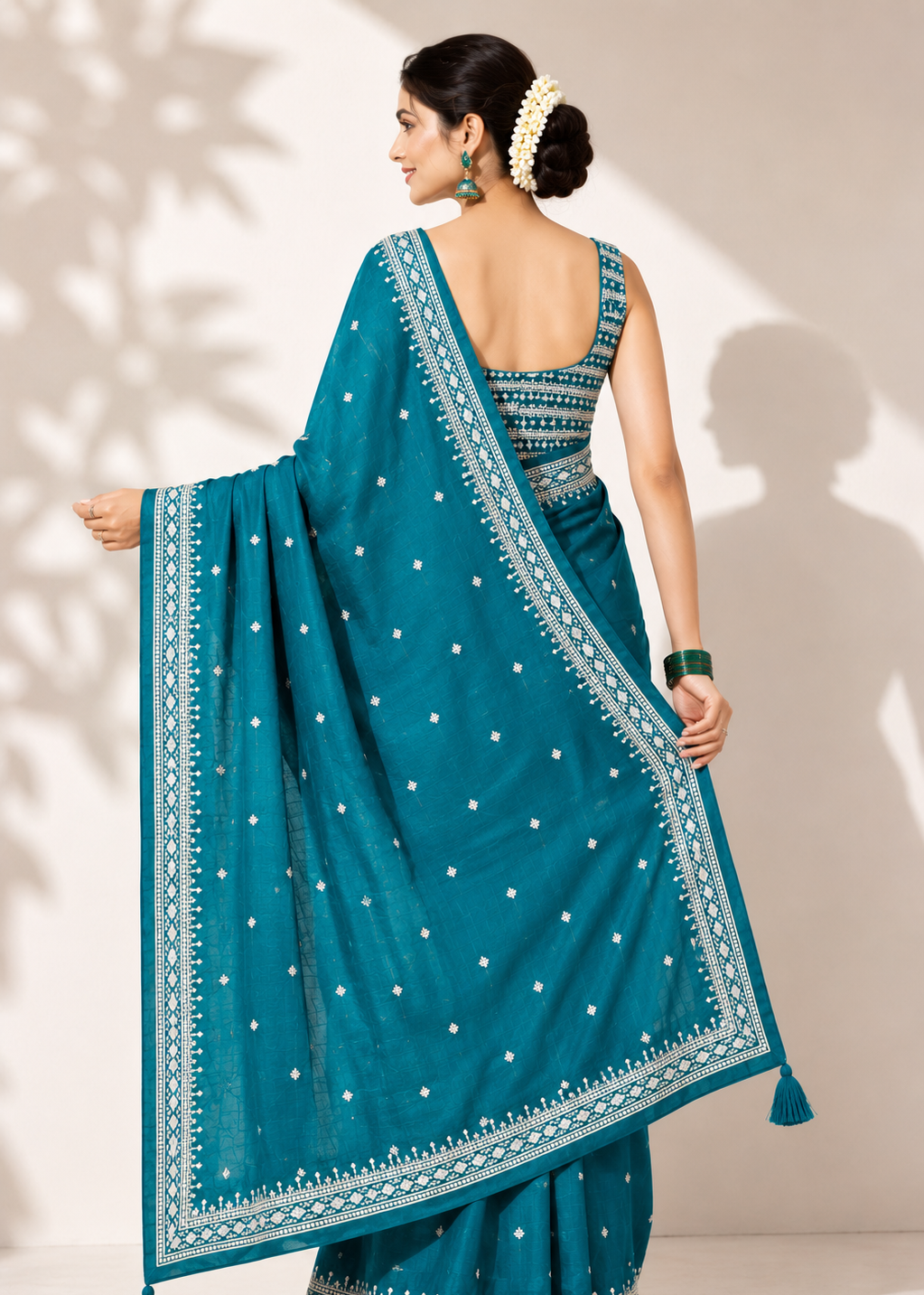 Azure Grace Blue Silver Zari Buti Georgette Saree