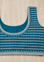 Azure Grace Blue Silver Zari Buti Georgette Saree