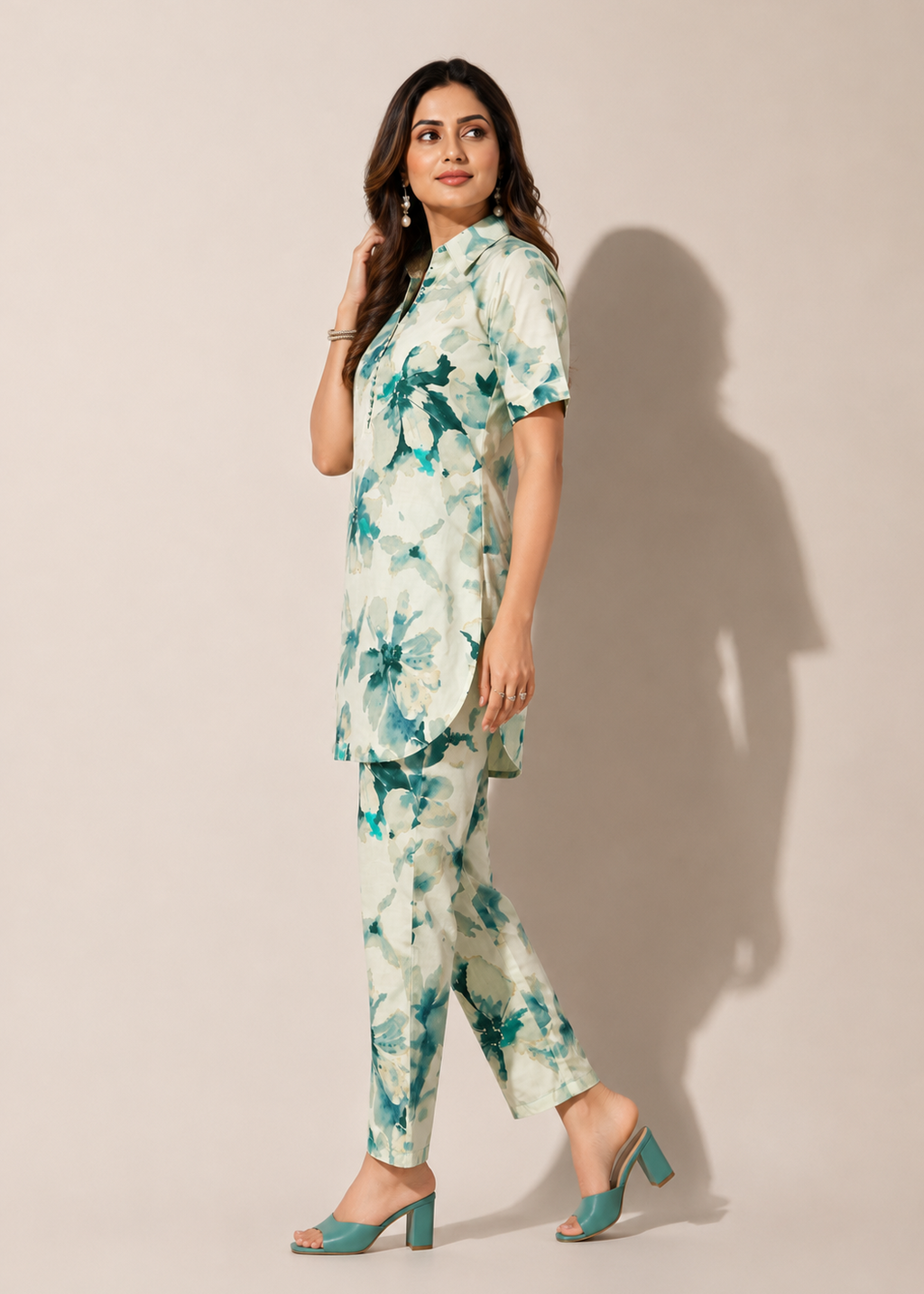 Ivory Bloom Printed Heavy Premium Rayon Co-Ord Set