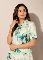 Ivory Bloom Printed Heavy Premium Rayon Co-Ord Set