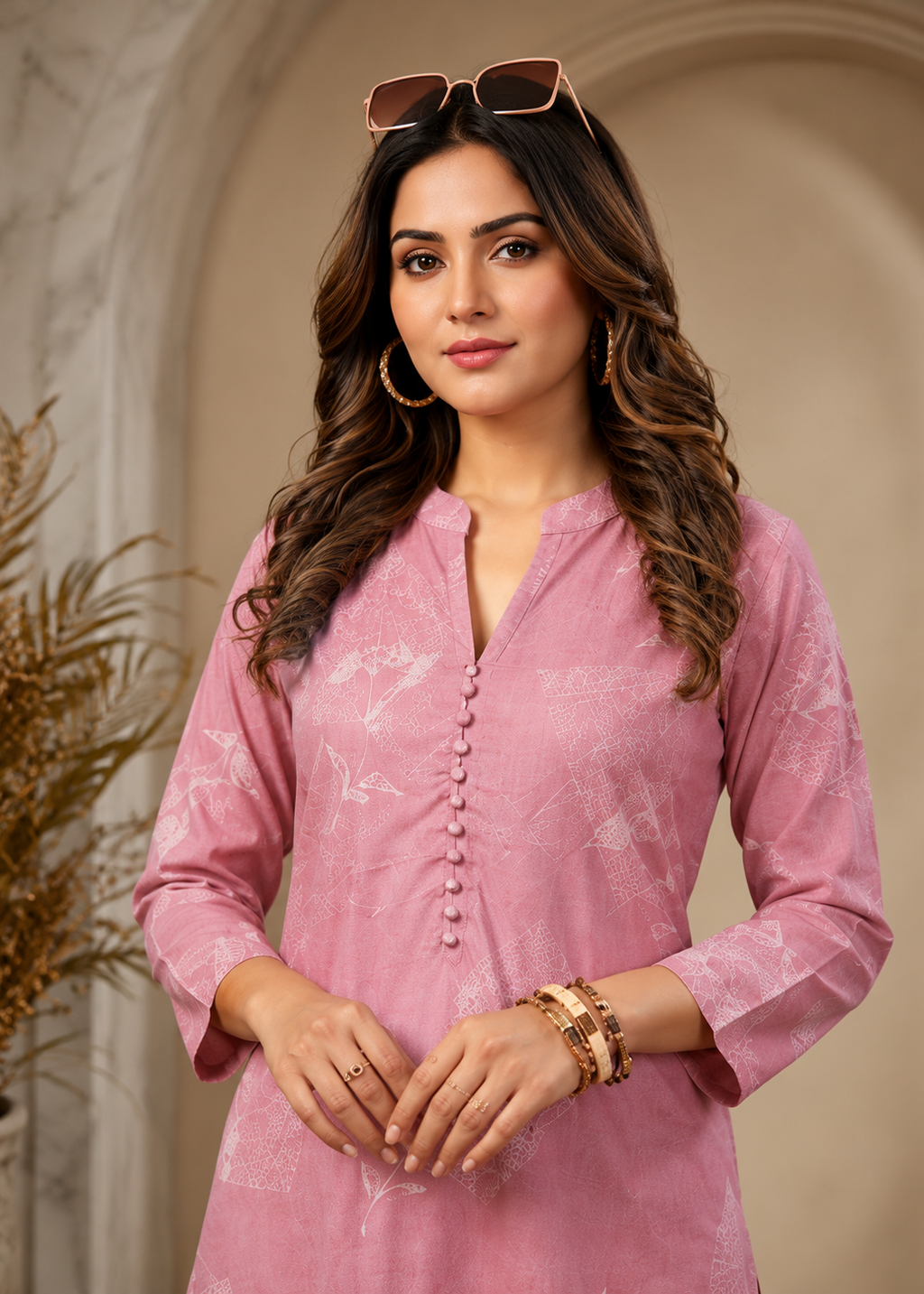 Blush Pink Printed Rayon Co-Ord Set