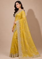 Yellow Fande Organza Saree with All-Over Handwork Butta & Embroidered Border