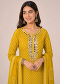 Mustard Yellow Mirror Work Kurta Set with Dupatta