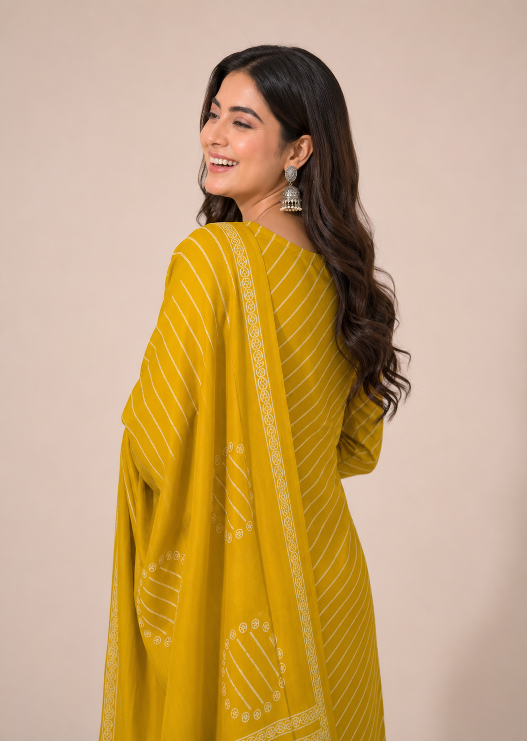 Mustard Yellow Mirror Work Kurta Set with Dupatta