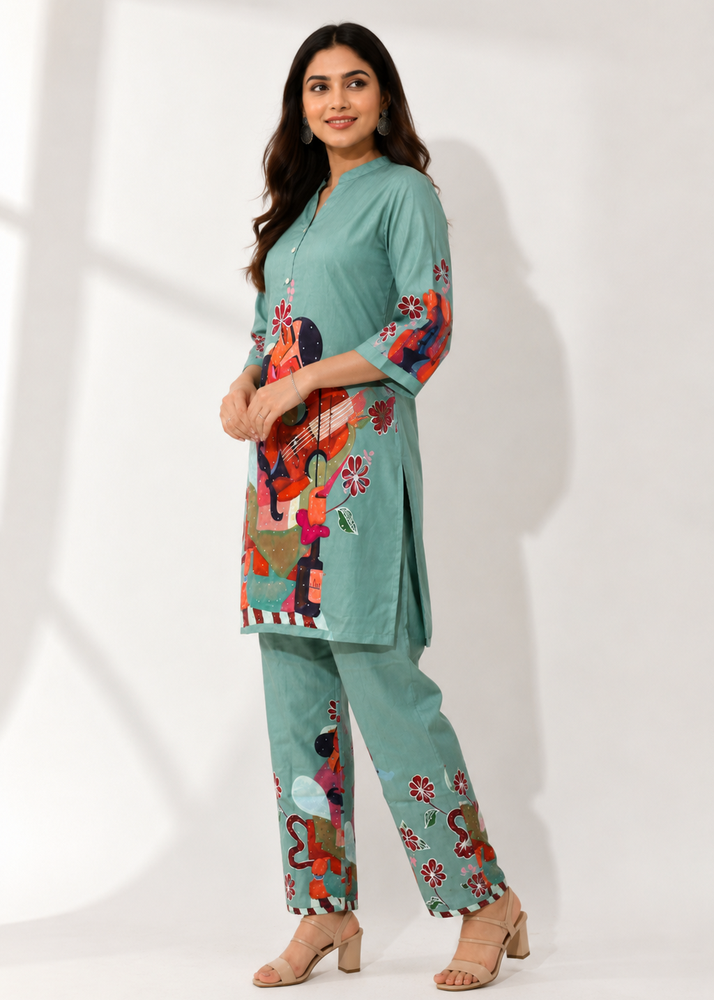 Sage Green Casual Cotton Co-Ord Set