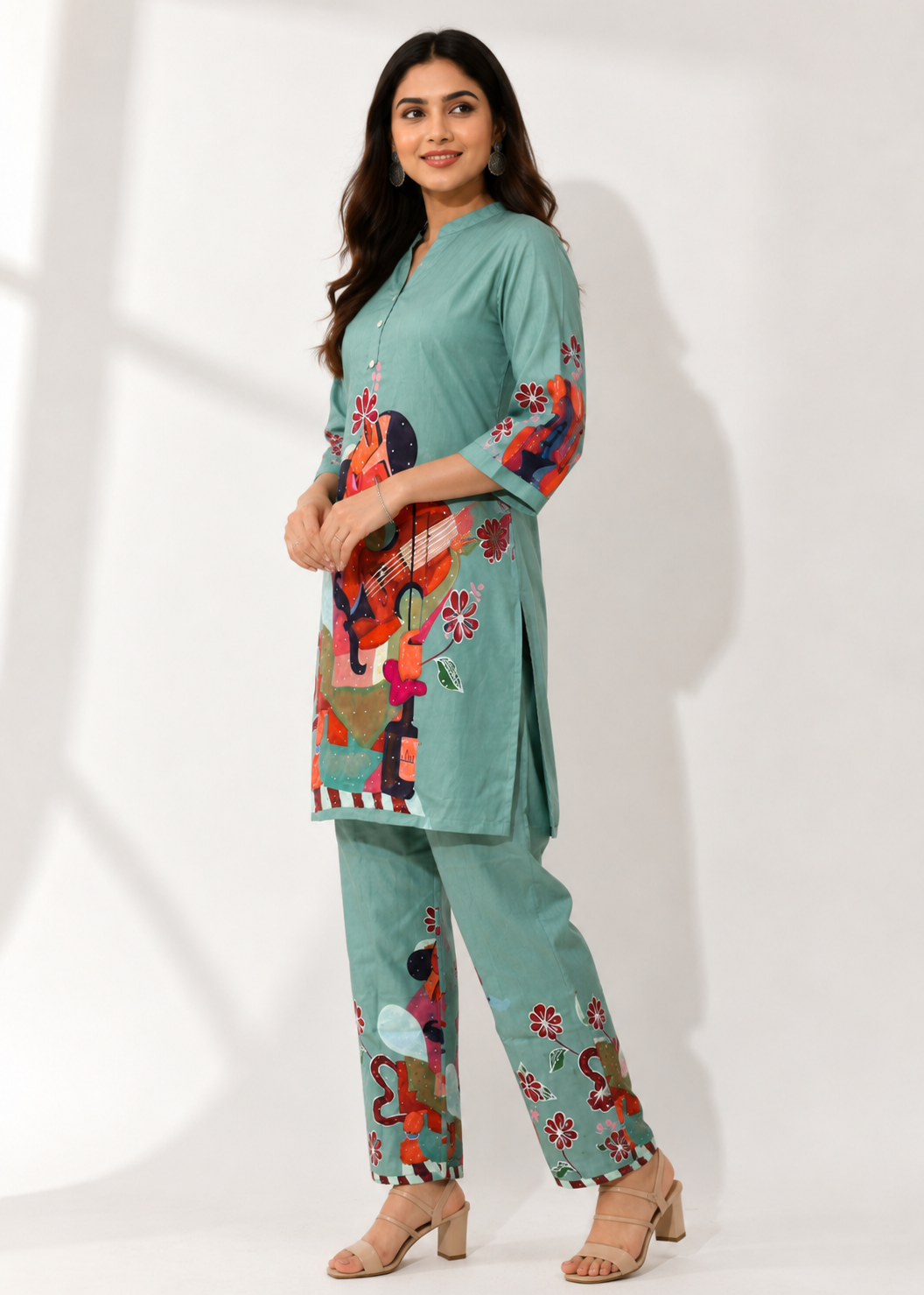 Sage Green Casual Cotton Co-Ord Set