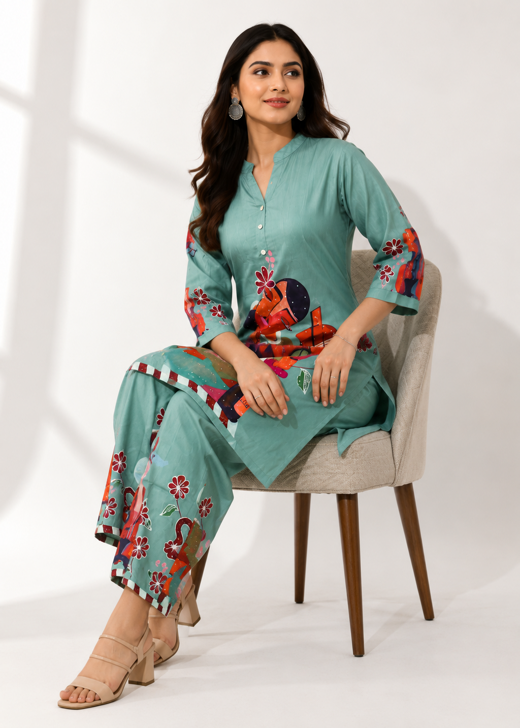 Sage Green Casual Cotton Co-Ord Set