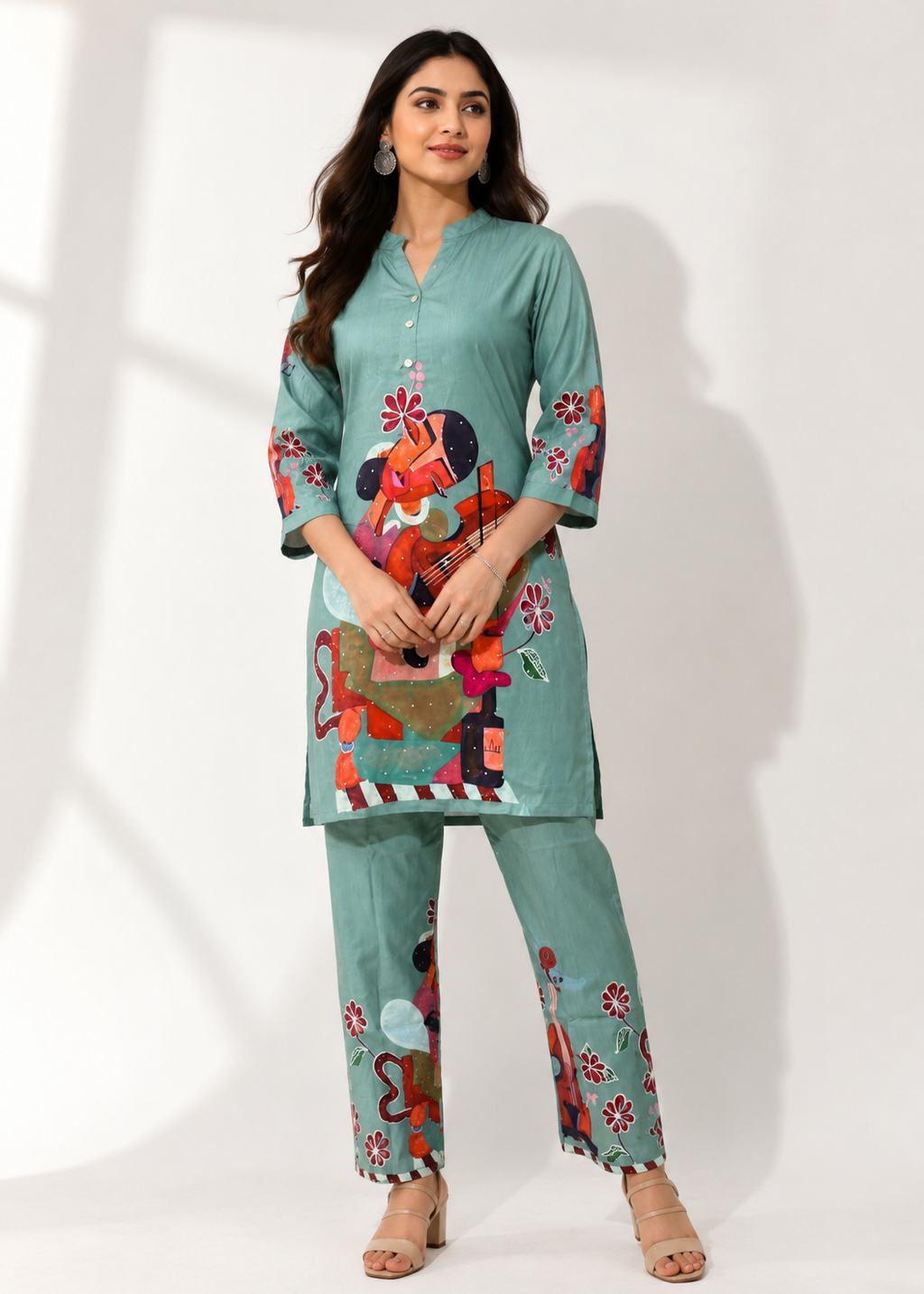 Sage Green Casual Cotton Co-Ord Set