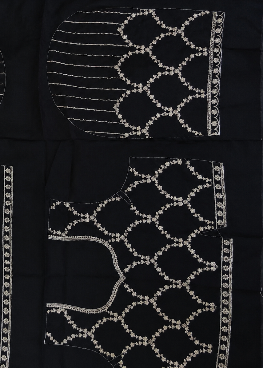 Black Fande Organza Saree with Allover Handwork Katdana & Sequence Work